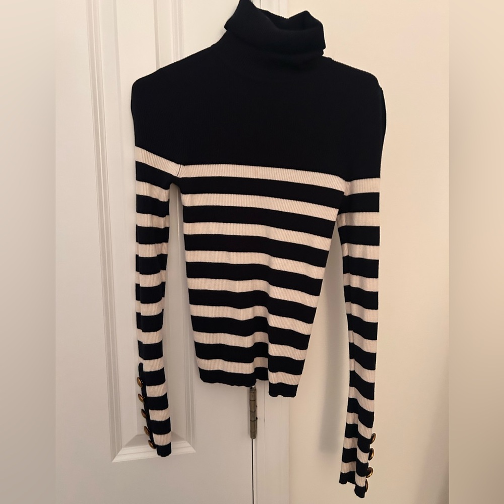 A.L.C. Desi Striped Ribbed Turtleneck Sweater Size S / P